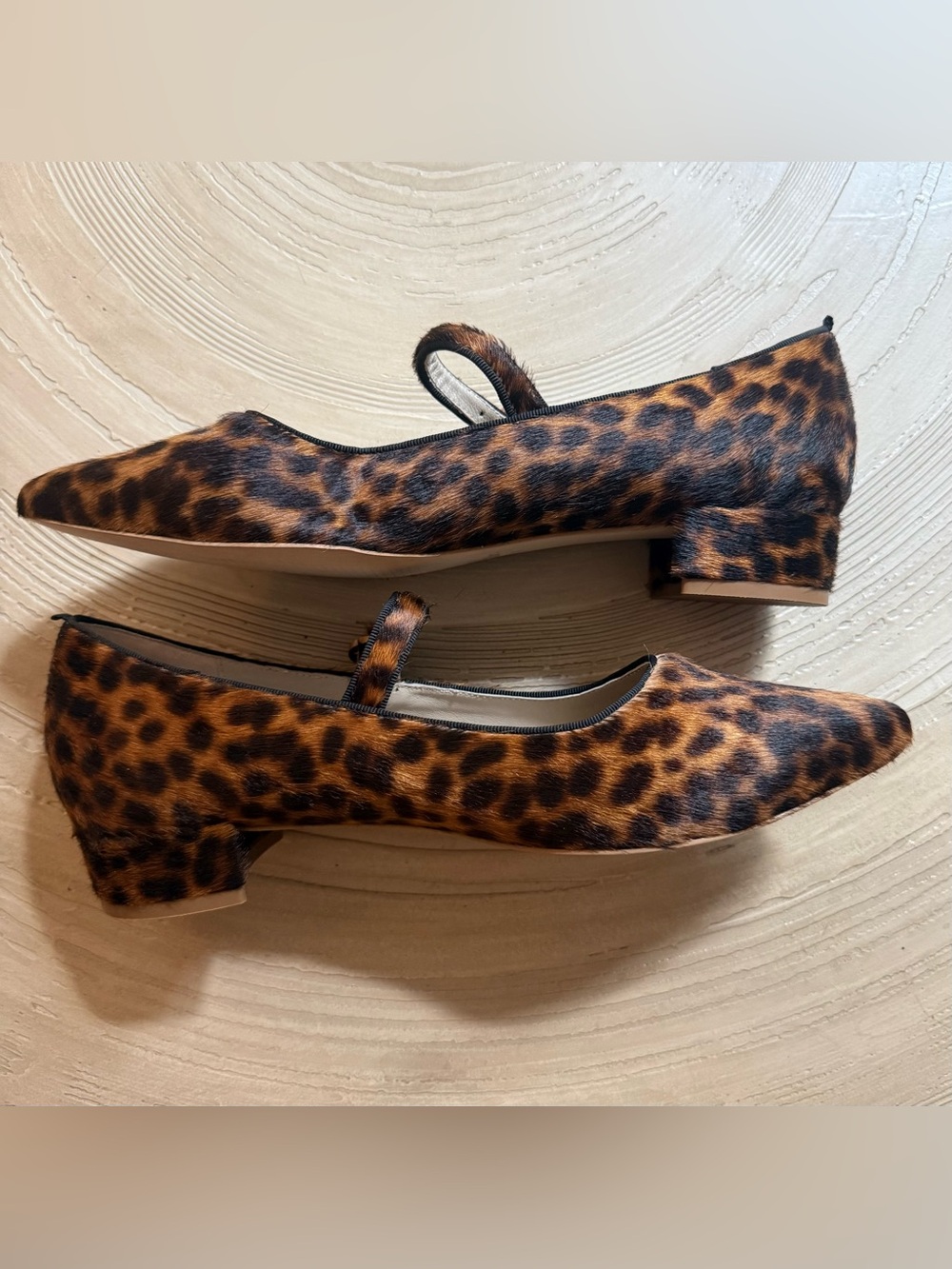 Boden Leopard Print Mary Jane Flats with Gold Buckle New With Box
